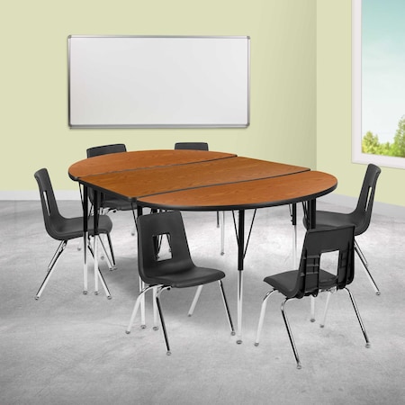 Flash Furniture 47.5 W, 76 L, 30.25 H, Chrome, Laminate, Particleboard, Plastic, Steel XU-GRP-16CH-A3048CON-48-OAK-T-A-GG